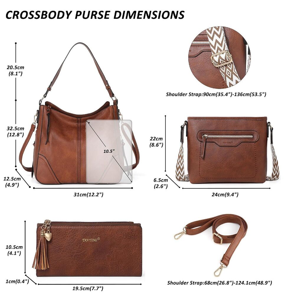 Purses for Women 3PCS, PU Leather Crossbody Bags Set Shoulder Handbags - Picture 3 of 8